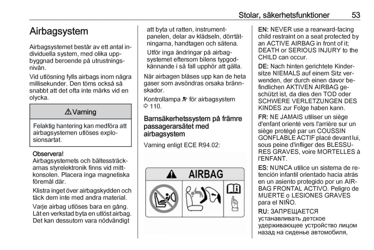 Opel Zafira C Tourer instruktionsbok / page 55