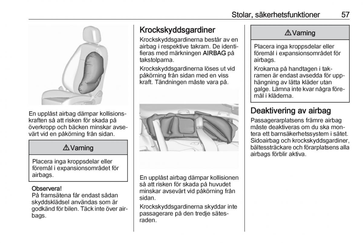 Opel Zafira C Tourer instruktionsbok / page 59