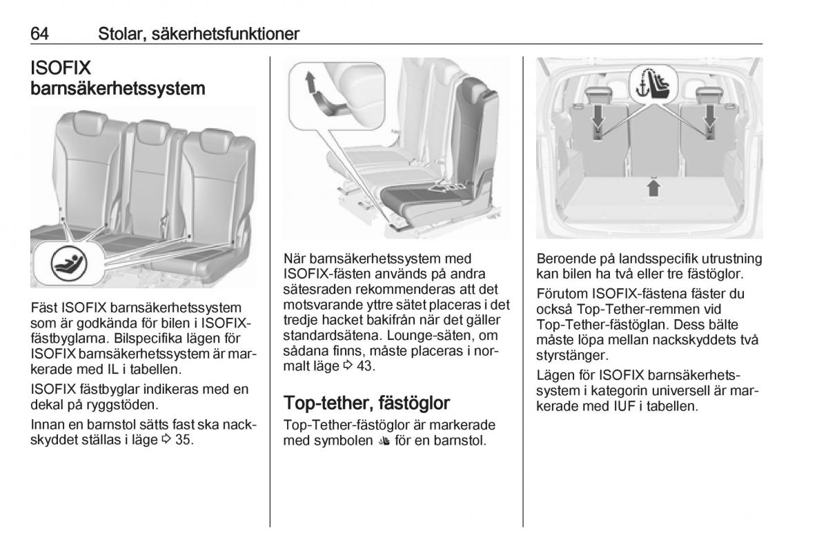 Opel Zafira C Tourer instruktionsbok / page 66