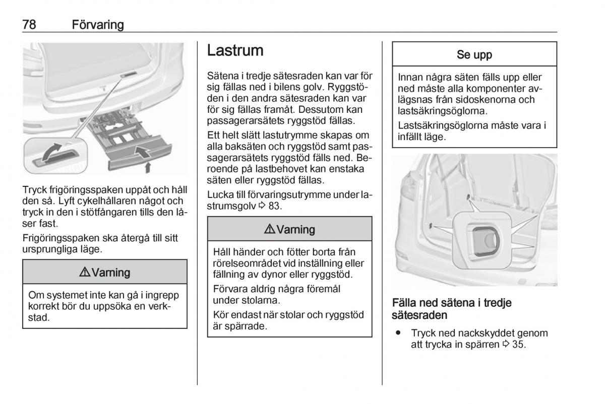 Opel Zafira C Tourer instruktionsbok / page 80