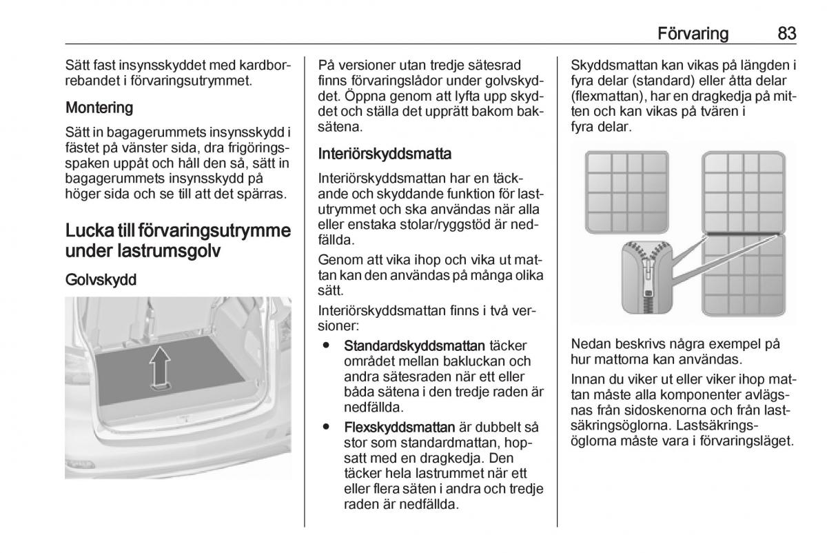 Opel Zafira C Tourer instruktionsbok / page 85