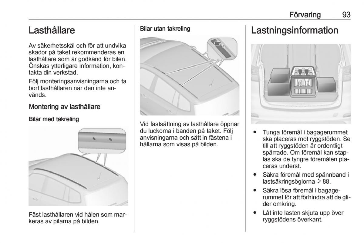 Opel Zafira C Tourer instruktionsbok / page 95