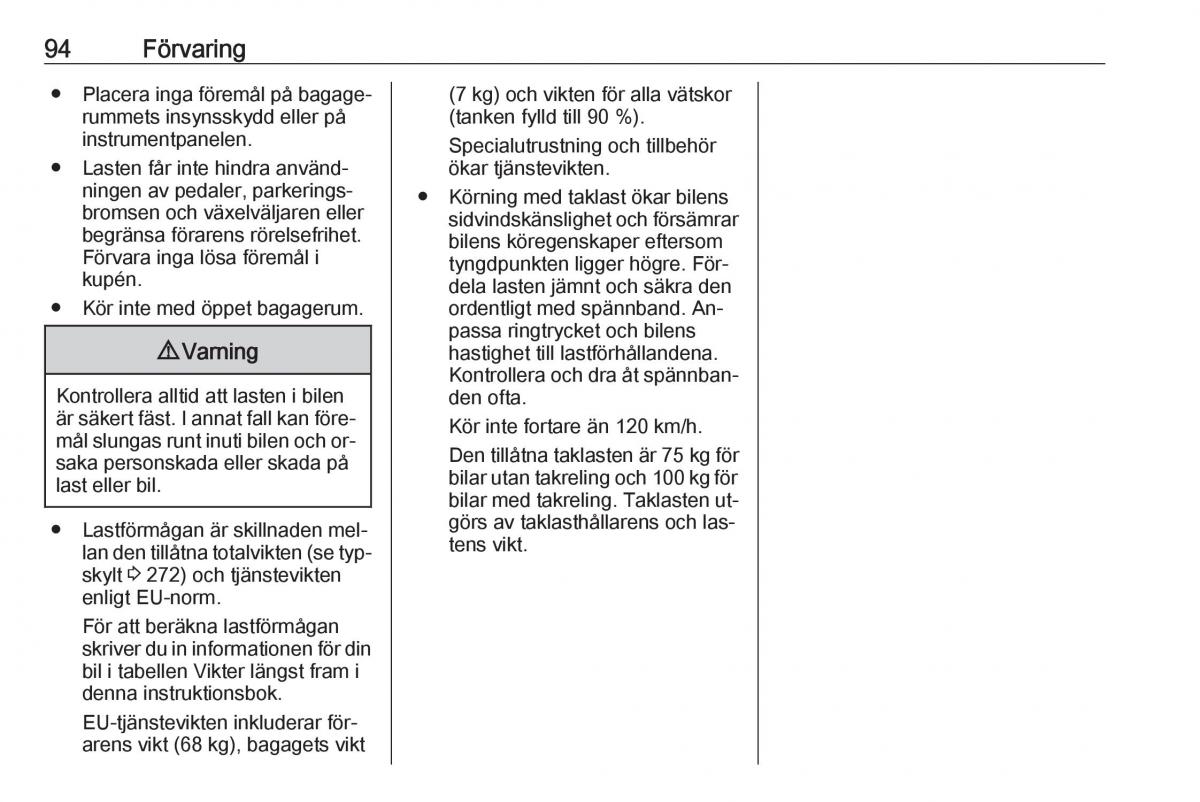 Opel Zafira C Tourer instruktionsbok / page 96