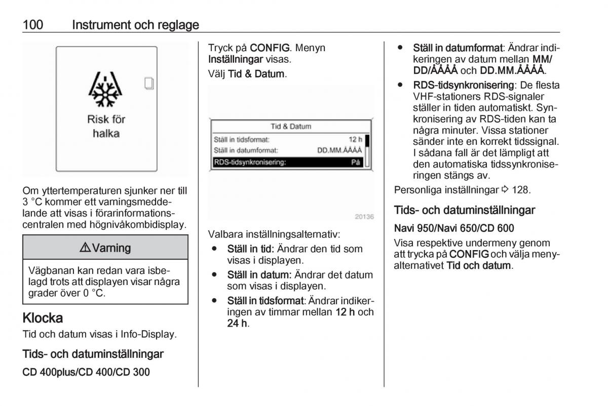 Opel Zafira C Tourer instruktionsbok / page 102