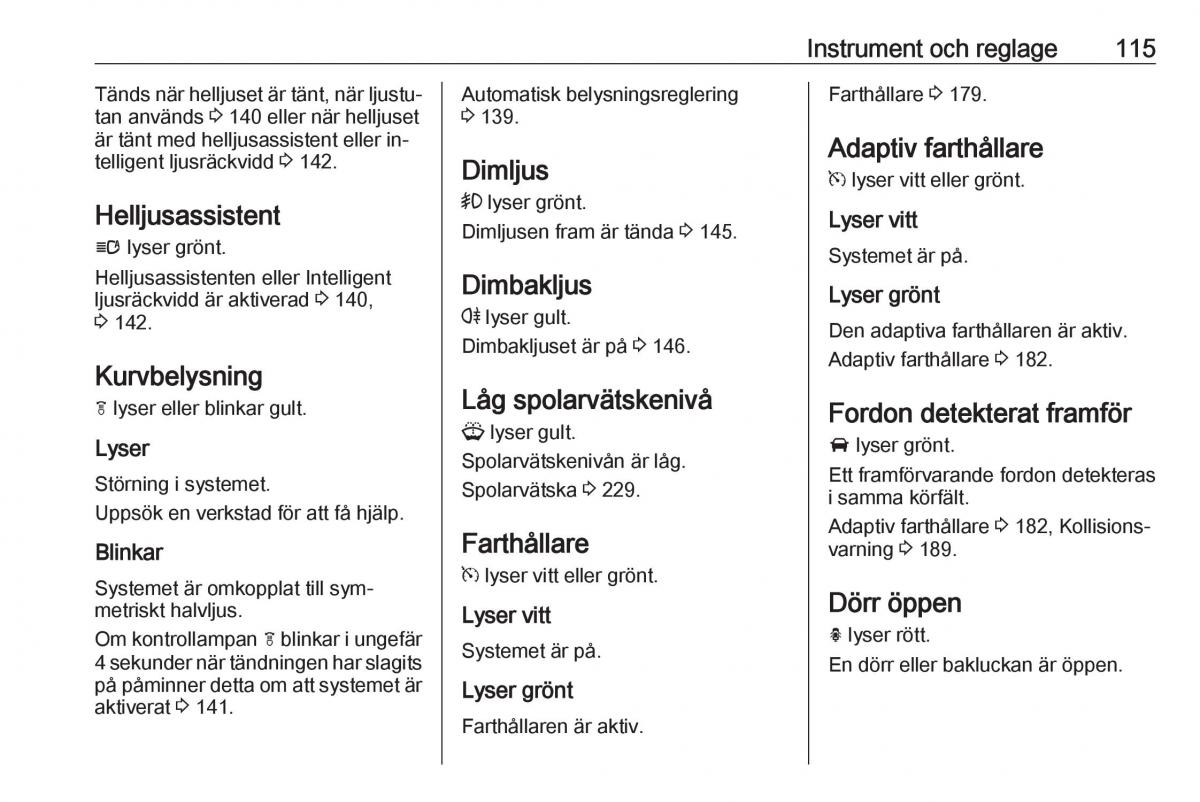 Opel Zafira C Tourer instruktionsbok / page 117