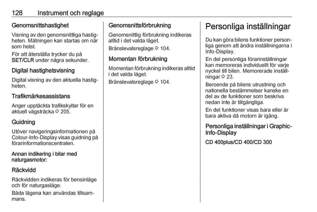 Opel Zafira C Tourer instruktionsbok / page 130