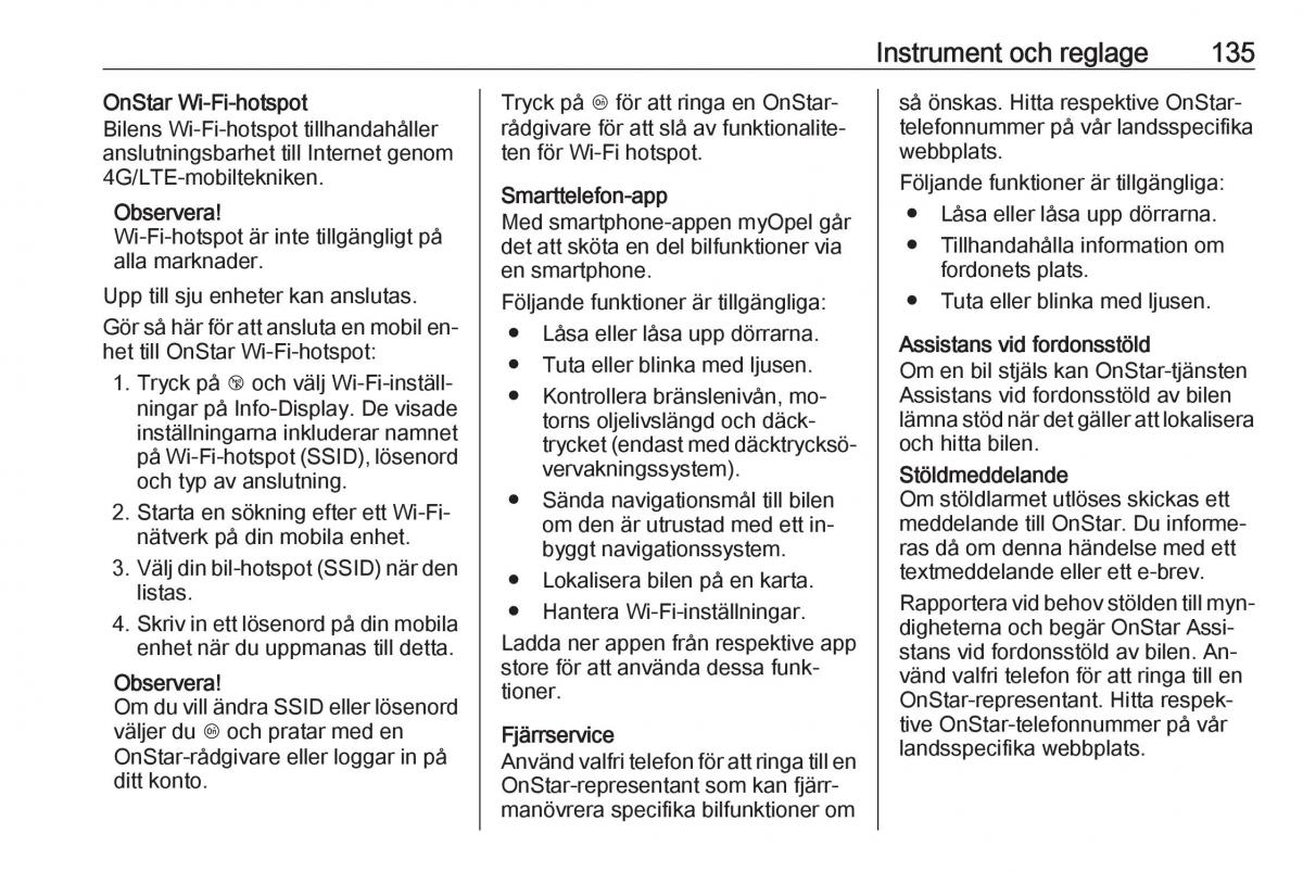 Opel Zafira C Tourer instruktionsbok / page 137