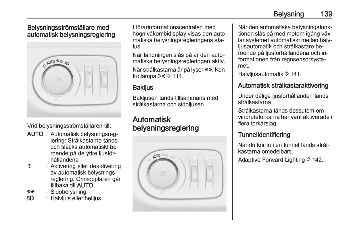 Opel Zafira C Tourer instruktionsbok / page 141