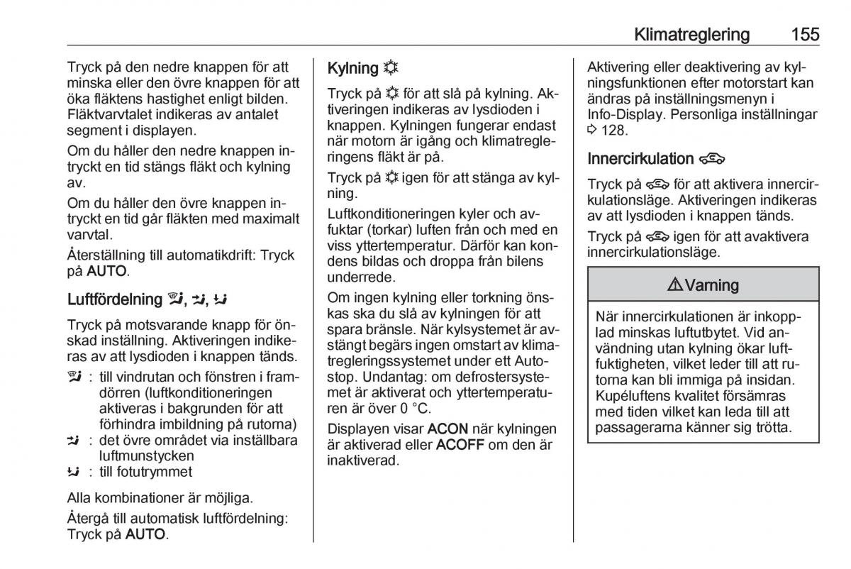 Opel Zafira C Tourer instruktionsbok / page 157