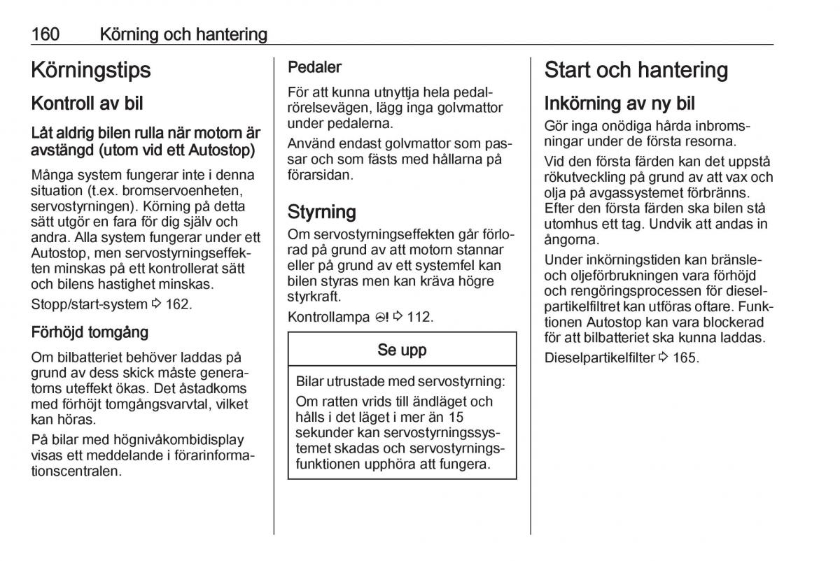 Opel Zafira C Tourer instruktionsbok / page 162