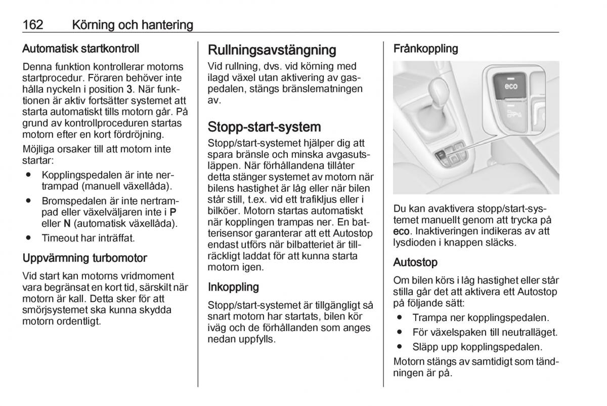 Opel Zafira C Tourer instruktionsbok / page 164