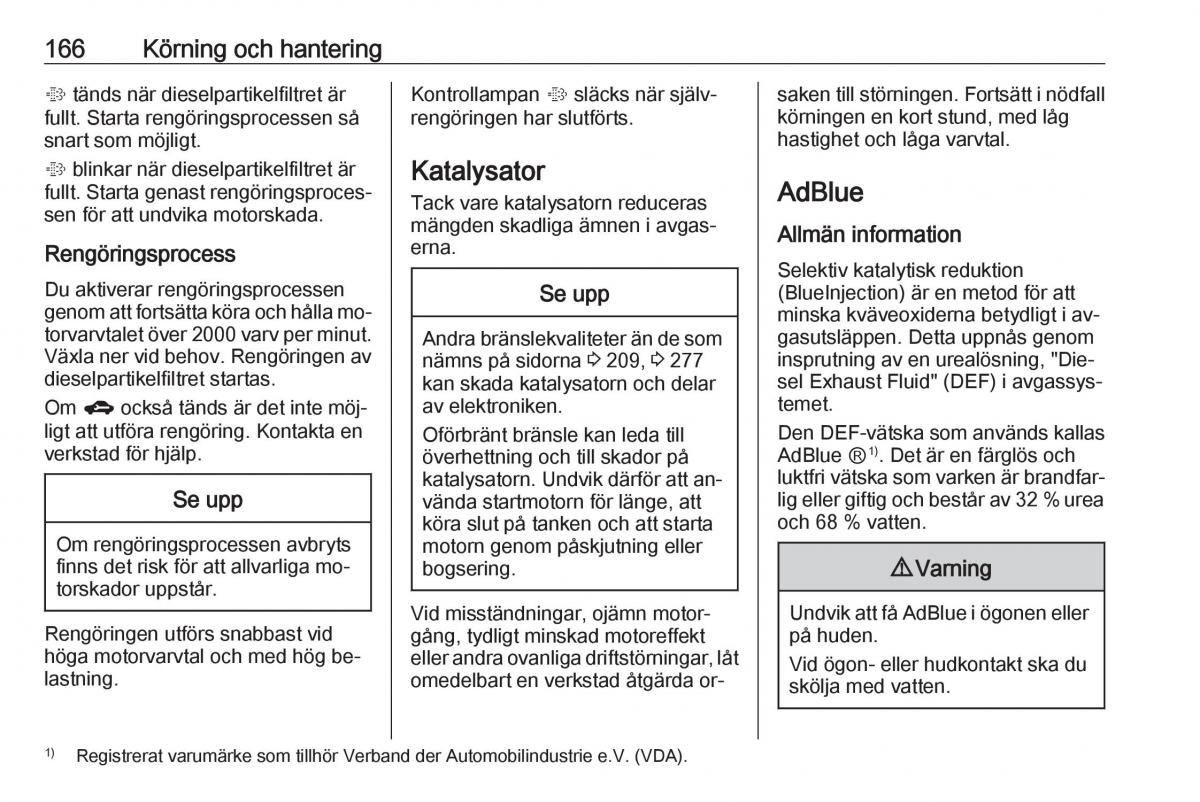 Opel Zafira C Tourer instruktionsbok / page 168