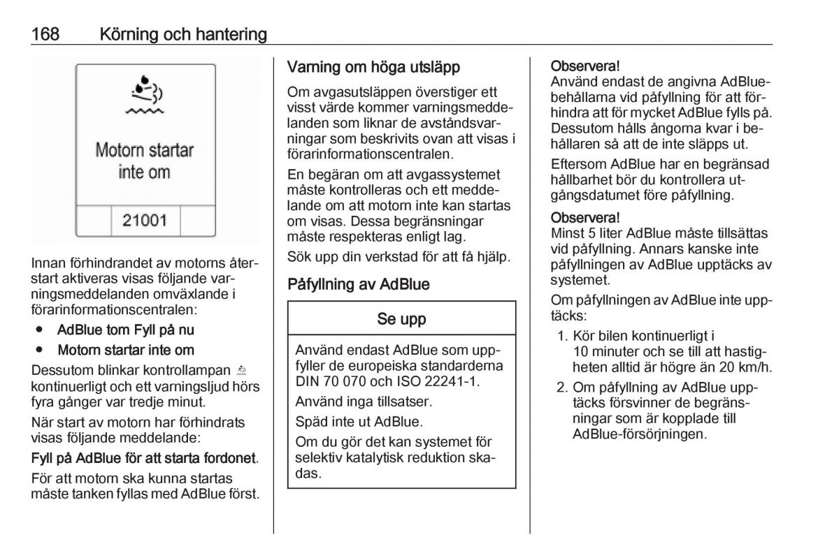 Opel Zafira C Tourer instruktionsbok / page 170