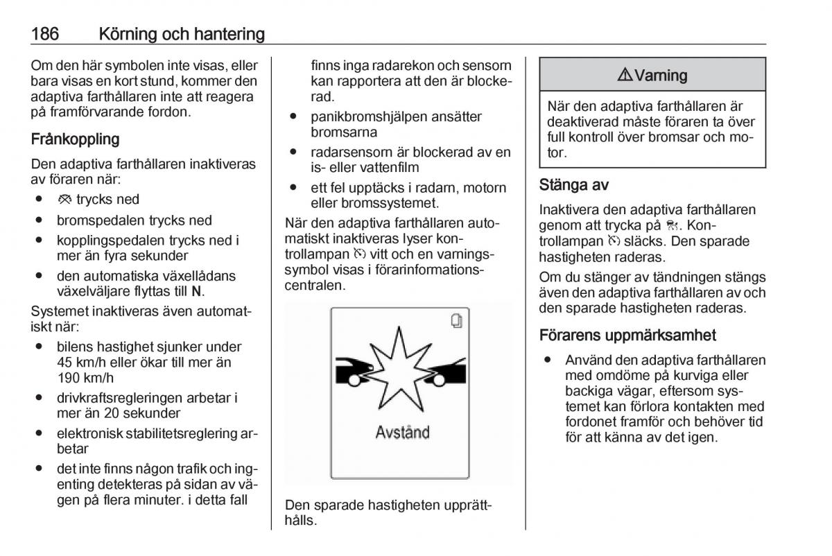 Opel Zafira C Tourer instruktionsbok / page 188