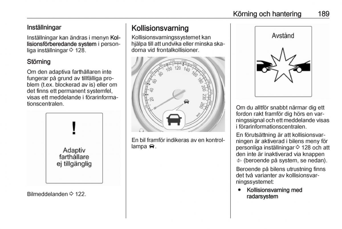 Opel Zafira C Tourer instruktionsbok / page 191