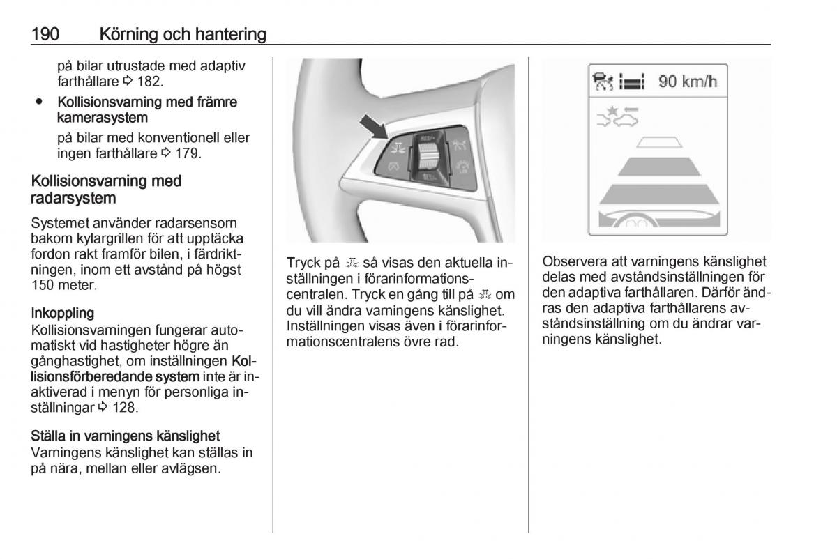 Opel Zafira C Tourer instruktionsbok / page 192