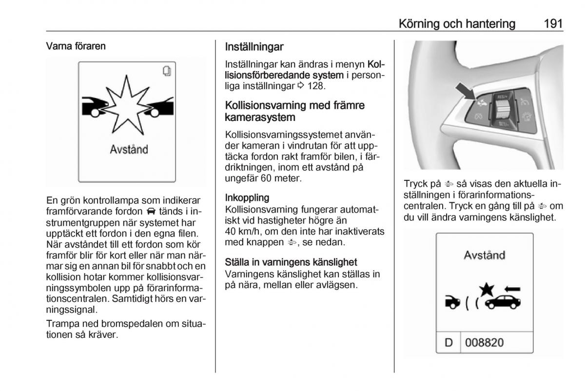 Opel Zafira C Tourer instruktionsbok / page 193