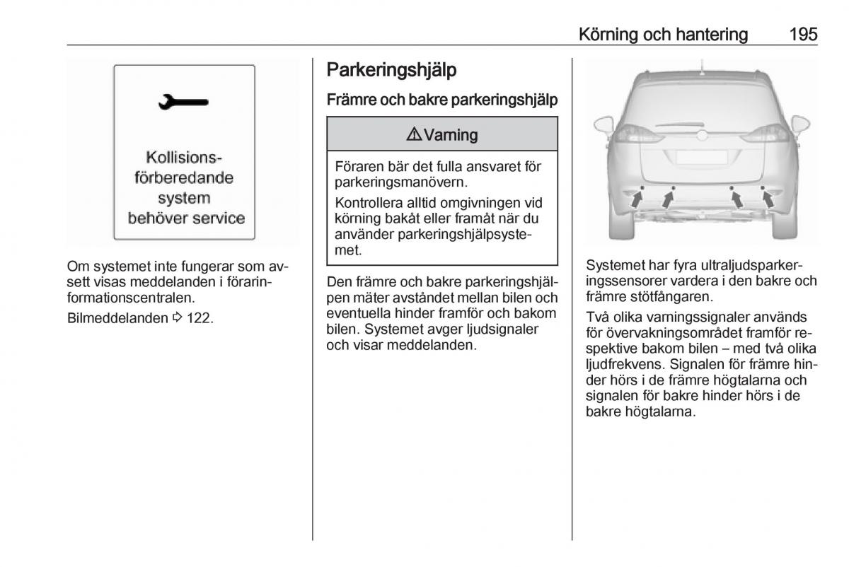 Opel Zafira C Tourer instruktionsbok / page 197