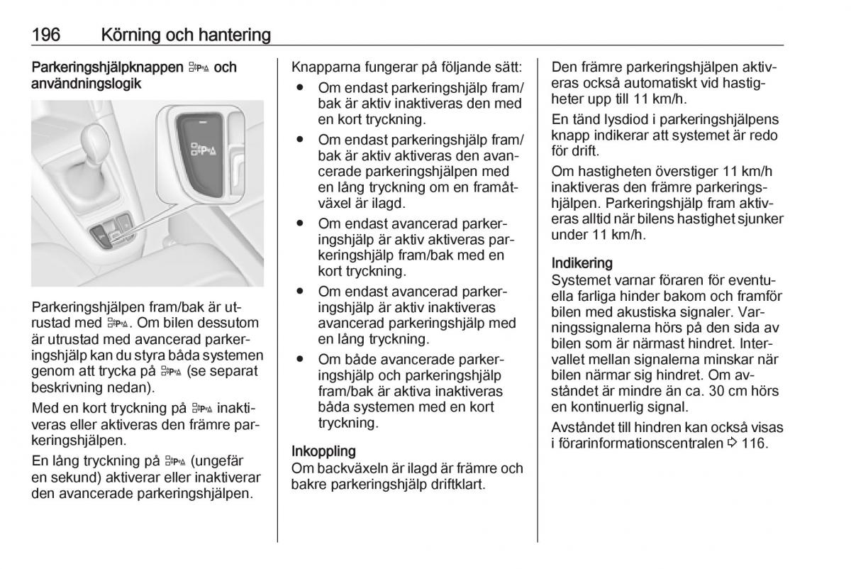 Opel Zafira C Tourer instruktionsbok / page 198