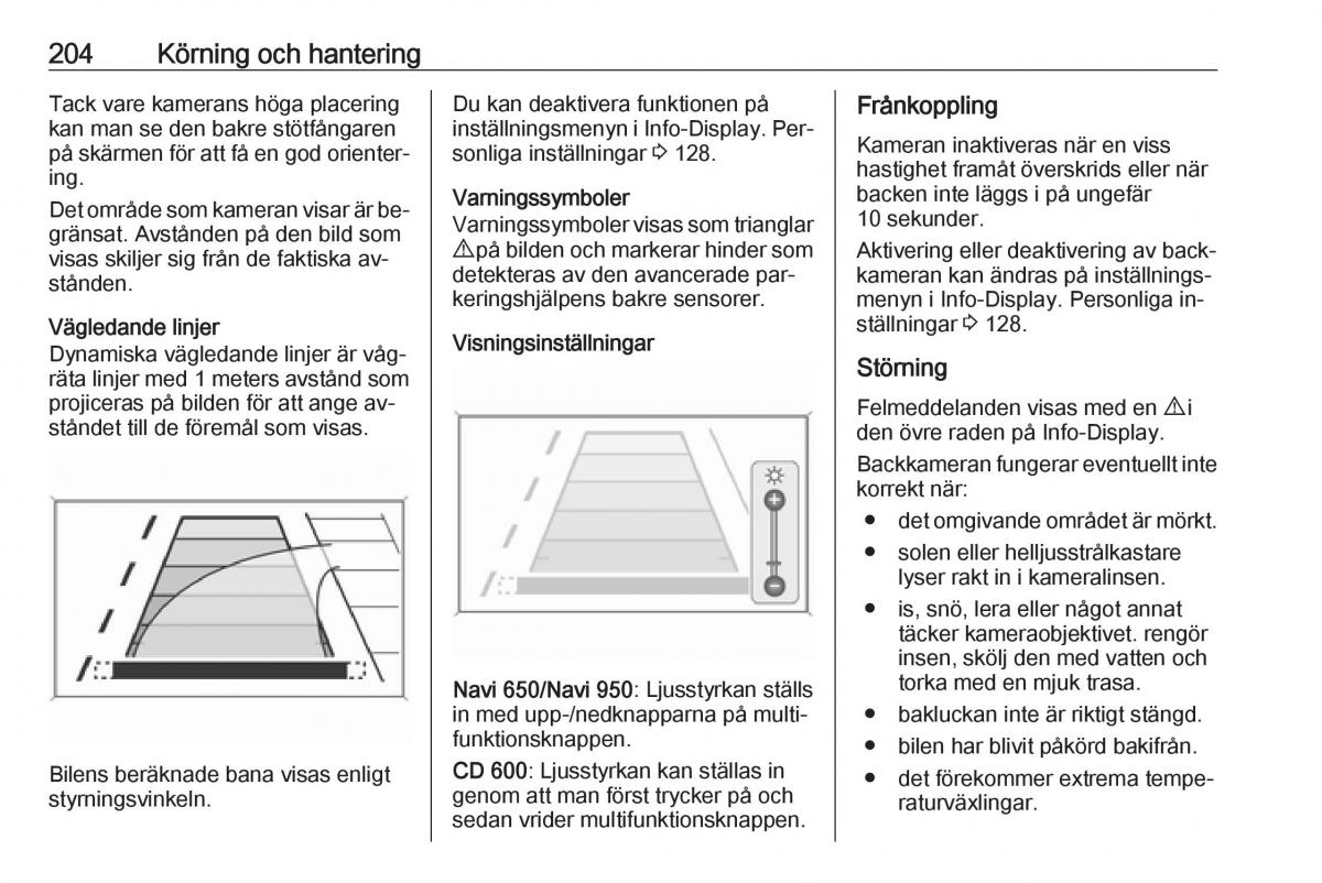 Opel Zafira C Tourer instruktionsbok / page 206