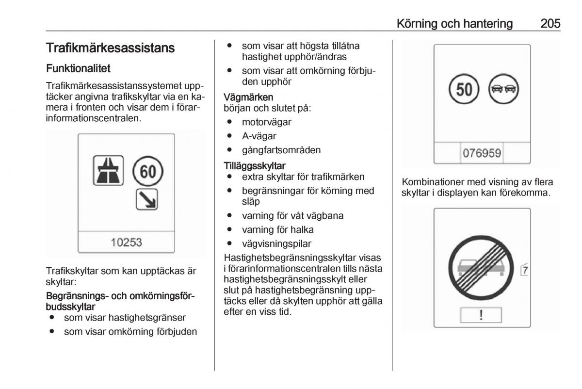 Opel Zafira C Tourer instruktionsbok / page 207