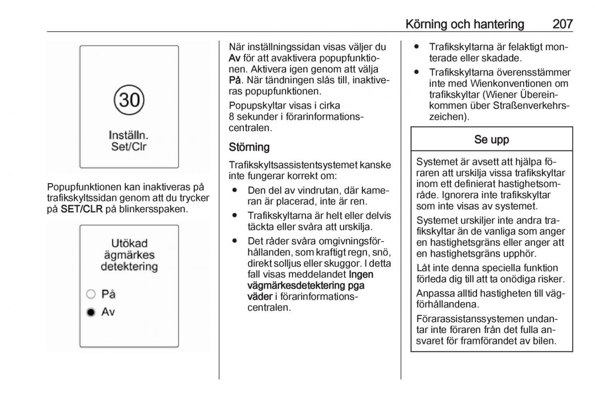 Opel Zafira C Tourer instruktionsbok / page 209