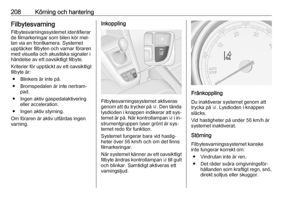 Opel Zafira C Tourer instruktionsbok / page 210