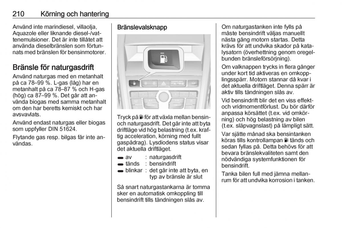 Opel Zafira C Tourer instruktionsbok / page 212