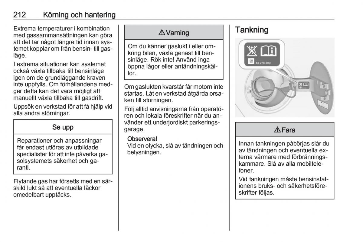 Opel Zafira C Tourer instruktionsbok / page 214