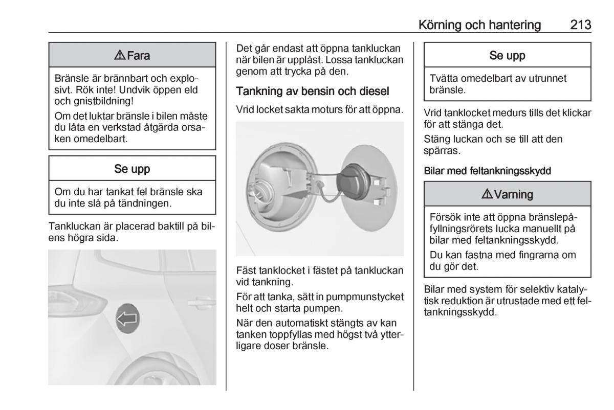 Opel Zafira C Tourer instruktionsbok / page 215