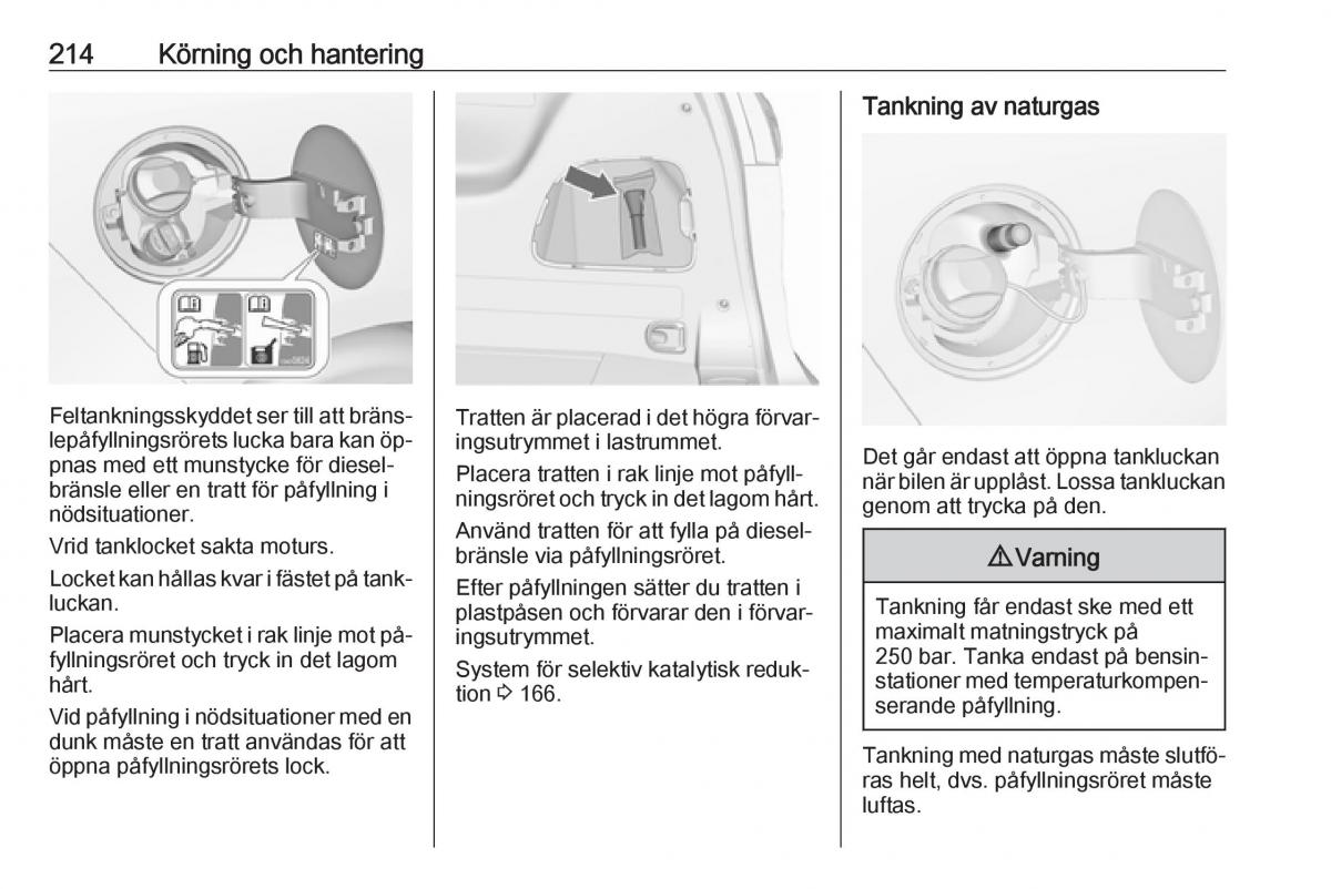 Opel Zafira C Tourer instruktionsbok / page 216