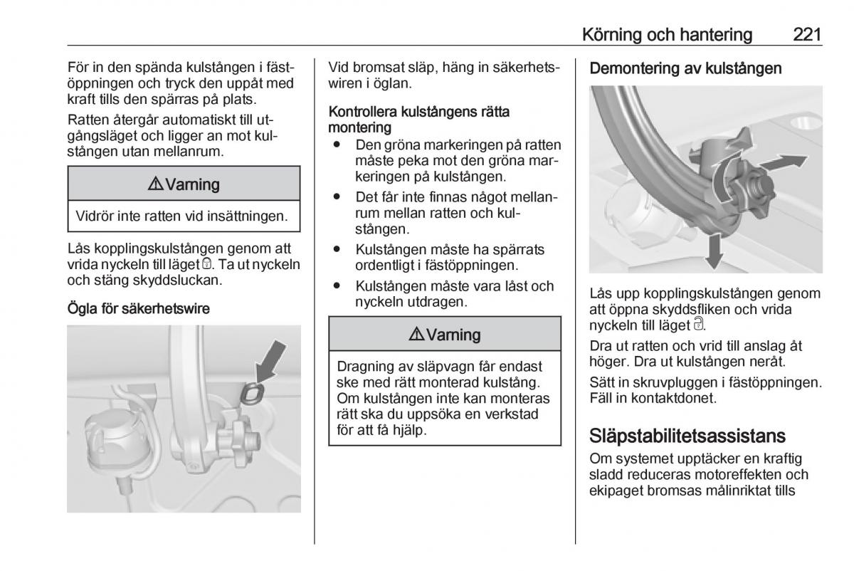 Opel Zafira C Tourer instruktionsbok / page 223