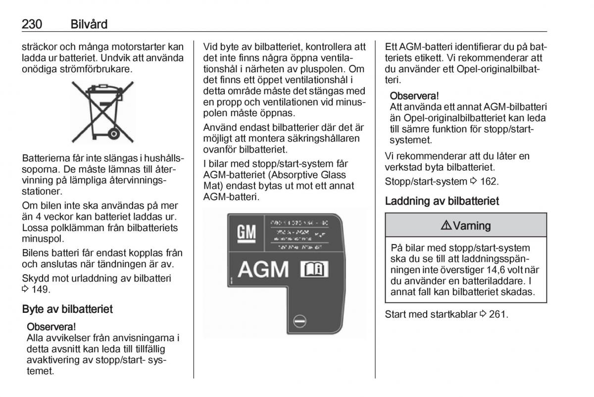 Opel Zafira C Tourer instruktionsbok / page 232