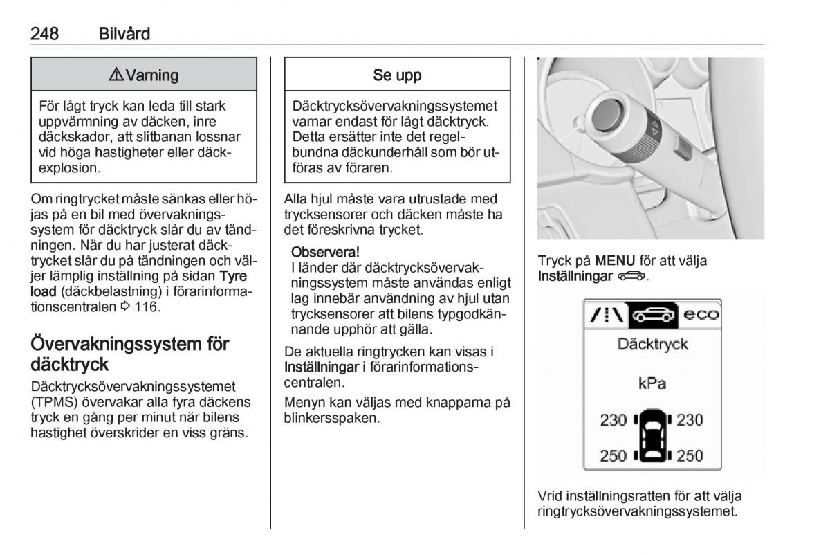 Opel Zafira C Tourer instruktionsbok / page 250