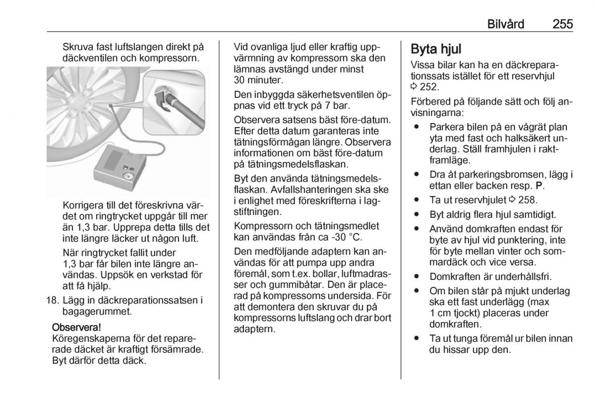 Opel Zafira C Tourer instruktionsbok / page 257