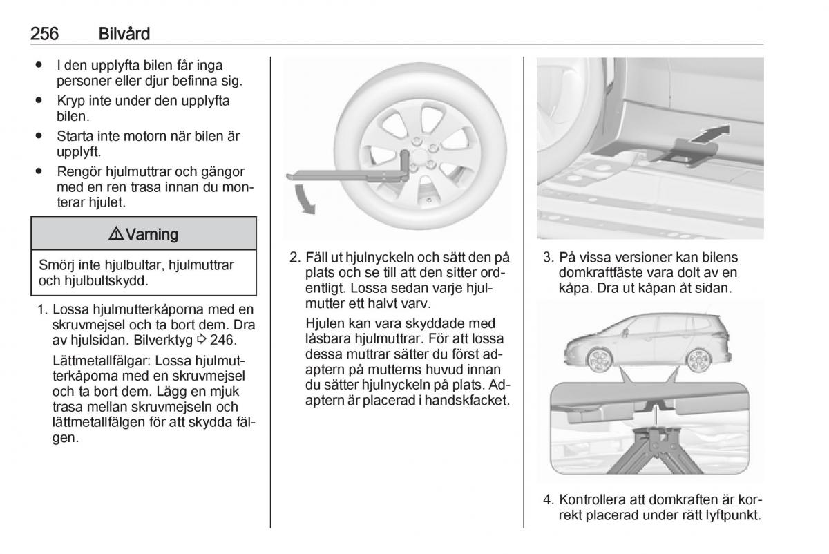 Opel Zafira C Tourer instruktionsbok / page 258