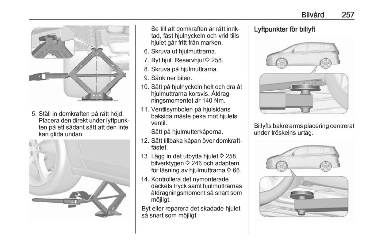 Opel Zafira C Tourer instruktionsbok / page 259