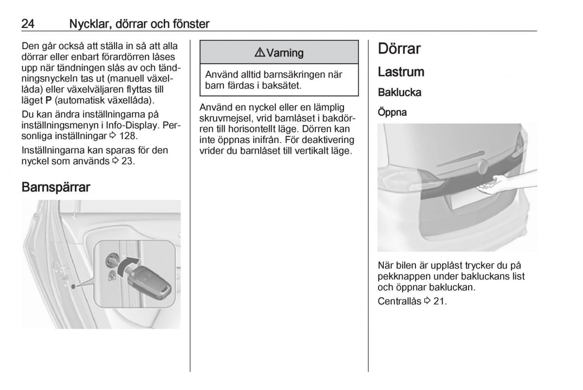 Opel Zafira C Tourer instruktionsbok / page 26