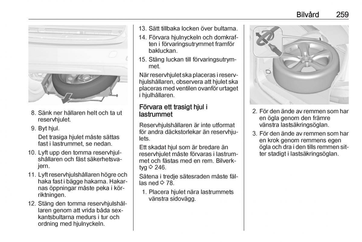 Opel Zafira C Tourer instruktionsbok / page 261