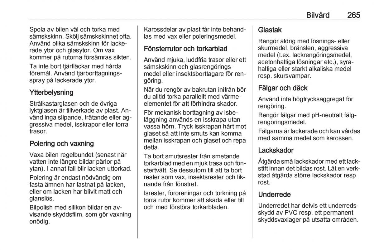 Opel Zafira C Tourer instruktionsbok / page 267