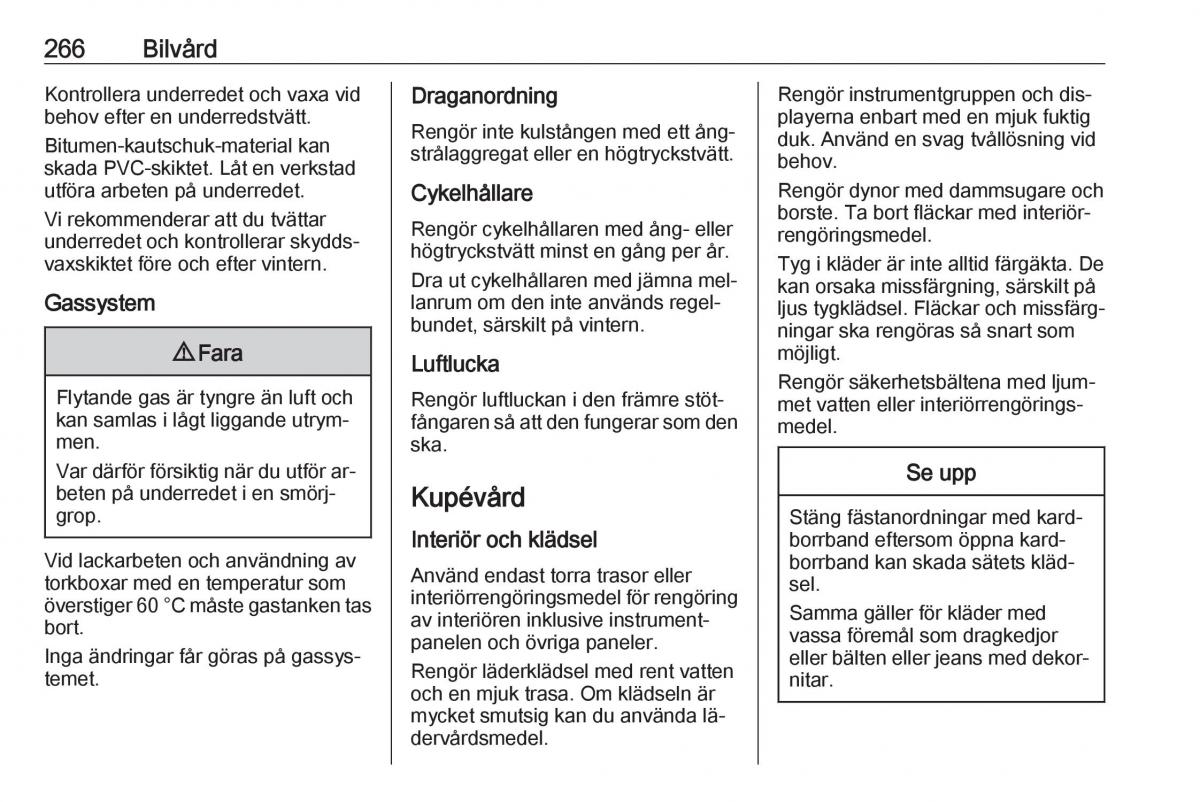 Opel Zafira C Tourer instruktionsbok / page 268