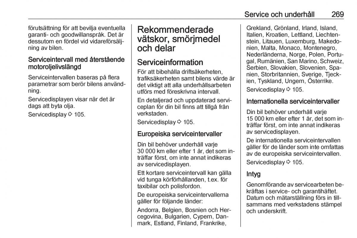 Opel Zafira C Tourer instruktionsbok / page 271