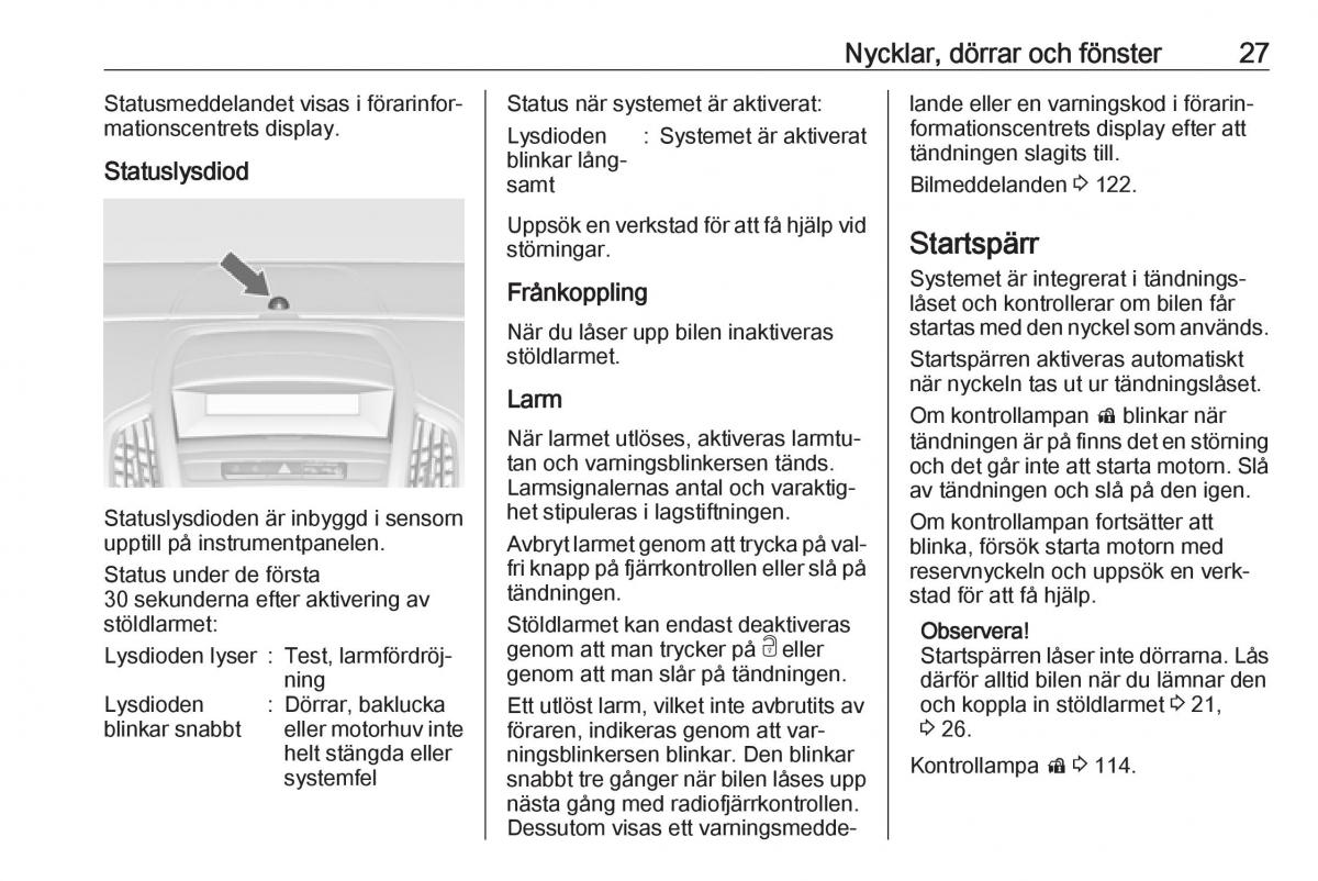 Opel Zafira C Tourer instruktionsbok / page 29