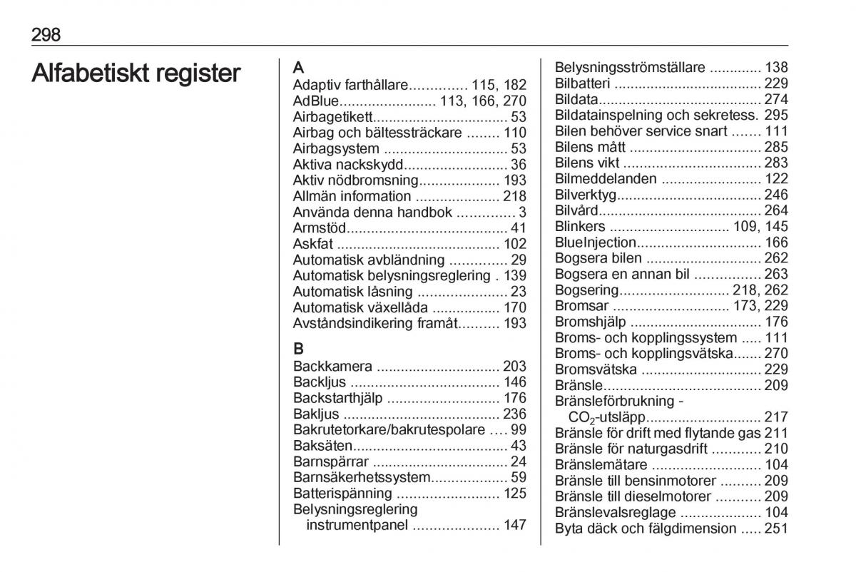 Opel Zafira C Tourer instruktionsbok / page 300