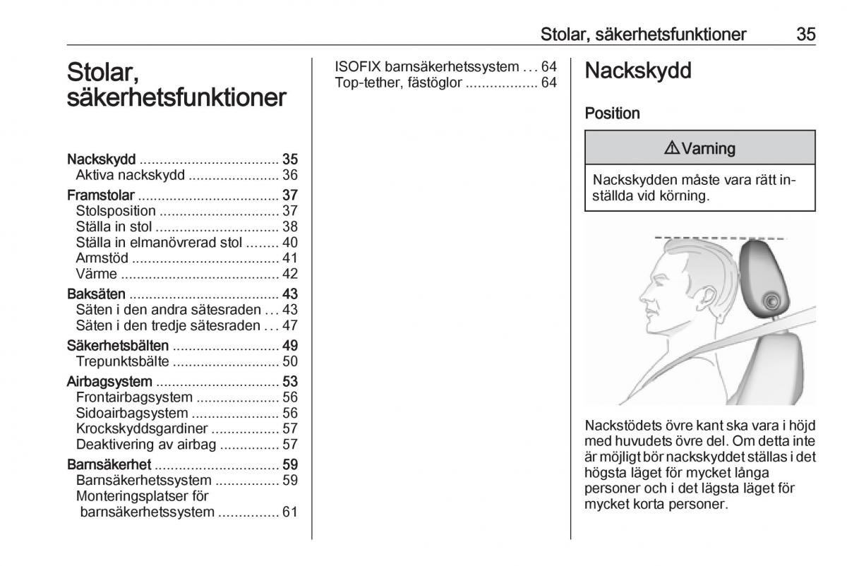 Opel Zafira C Tourer instruktionsbok / page 37