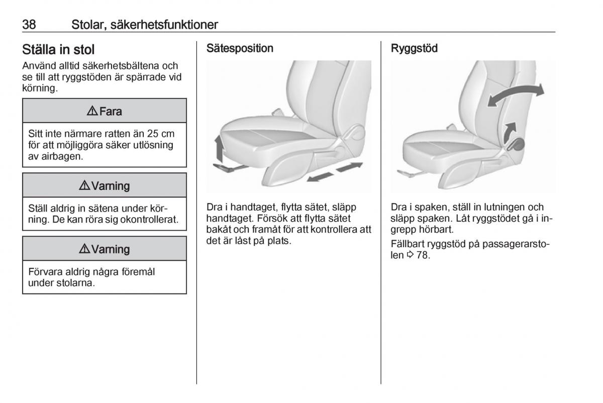 Opel Zafira C Tourer instruktionsbok / page 40