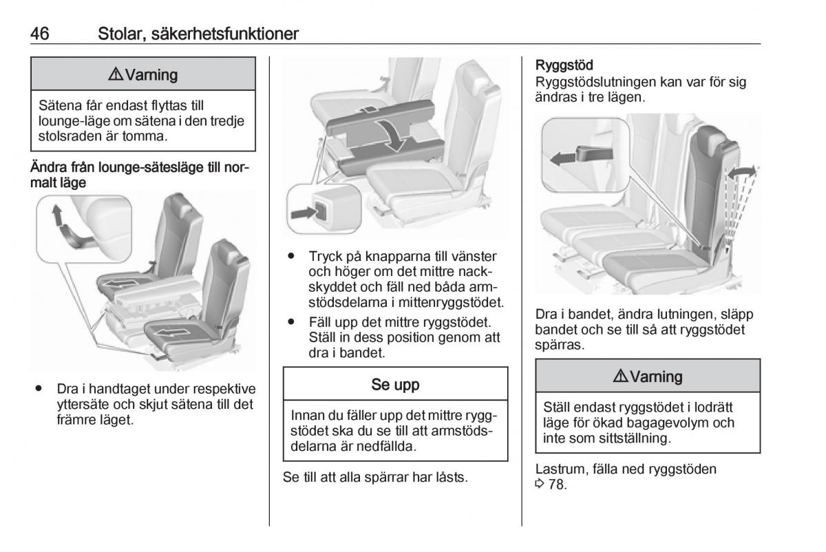 Opel Zafira C Tourer instruktionsbok / page 48