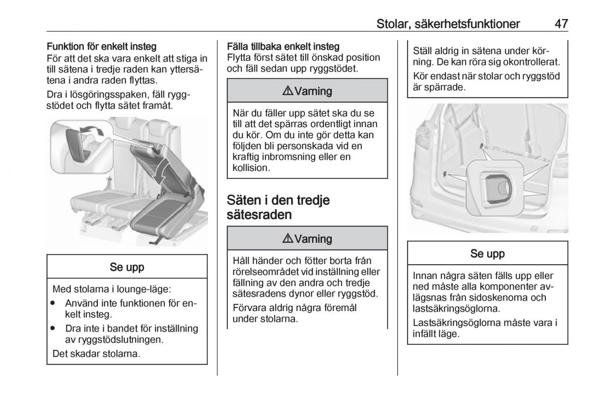 Opel Zafira C Tourer instruktionsbok / page 49