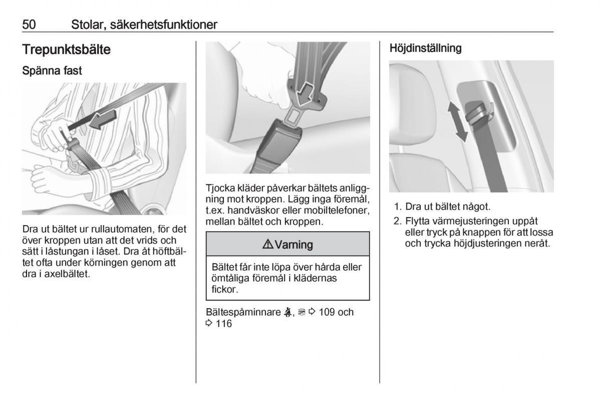 Opel Zafira C Tourer instruktionsbok / page 52