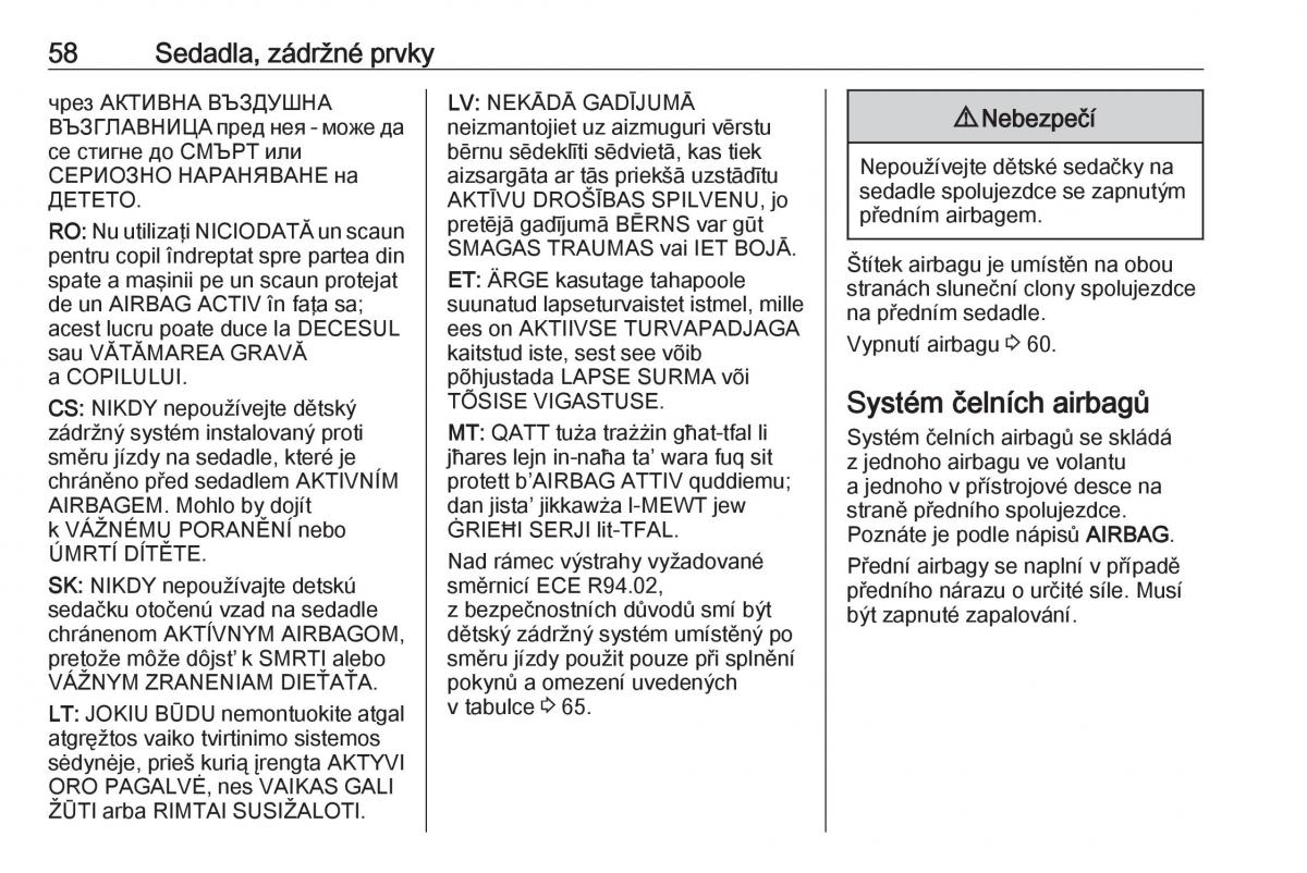 Opel Zafira C FL navod k obsludze / page 60